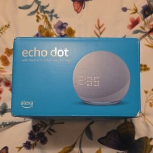Amazon Echo Dot with Clock - Glacier White Fabric